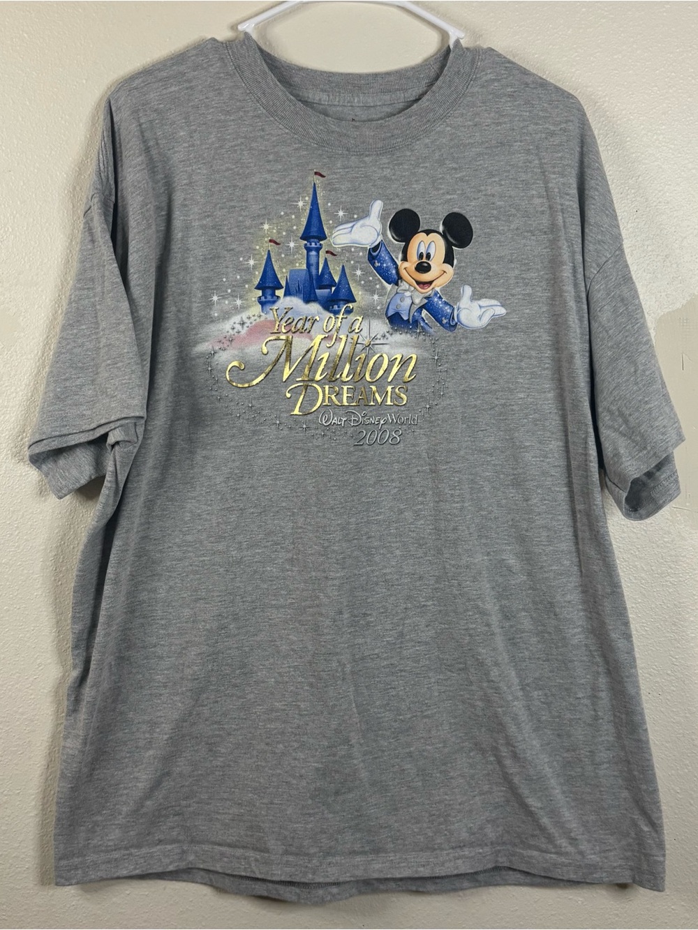 Walt Disney World Year Of A Million Dreams 2008 Gray Men’s T Shirt Sz XL Cotton